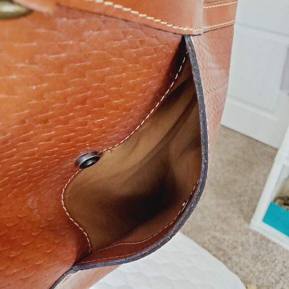 Patricia Nash Benvenuto Heritage Tote Tan Leather Shoulder Bag Turn Lock Closure - Picture 9 of 16